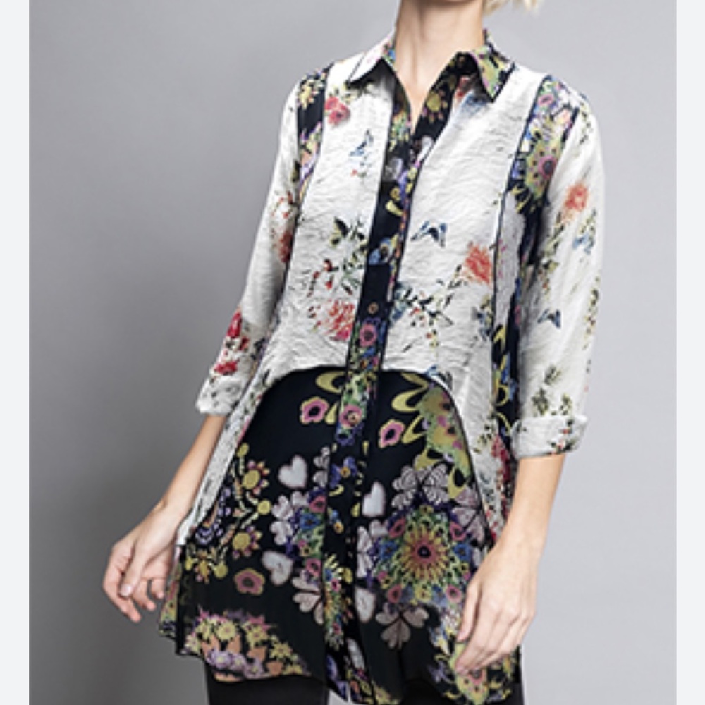 John Mark Multicolor Sheer Blouse size Large